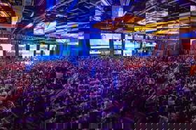 Group of people celebrating on stage