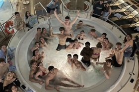 Group of people celebrating on stage