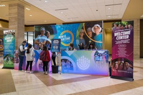 Group of people celebrating on stage