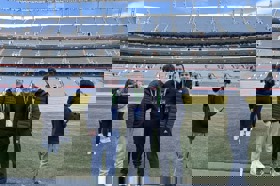 Group of people celebrating on stage