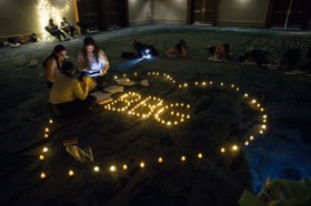 Group of people celebrating on stage