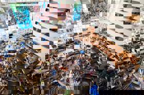 Group of people celebrating on stage