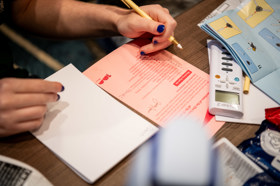 Group of people celebrating on stage