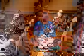 Group of people celebrating on stage