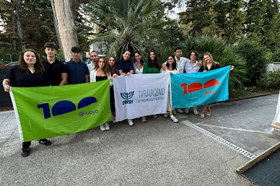 Group of people celebrating on stage