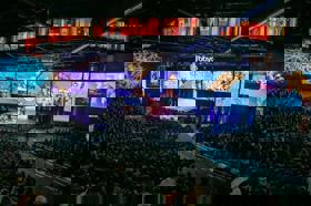 Group of people celebrating on stage