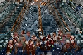 Group of people celebrating on stage