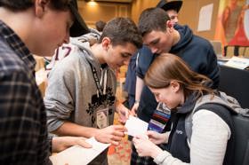 Group of people celebrating on stage