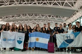 Group of people celebrating on stage