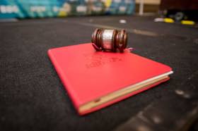 Group of people celebrating on stage