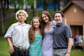 Group of people celebrating on stage