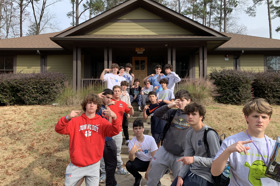 Group of people celebrating on stage