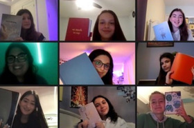 Group of people celebrating on stage