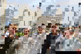 Group of people celebrating on stage